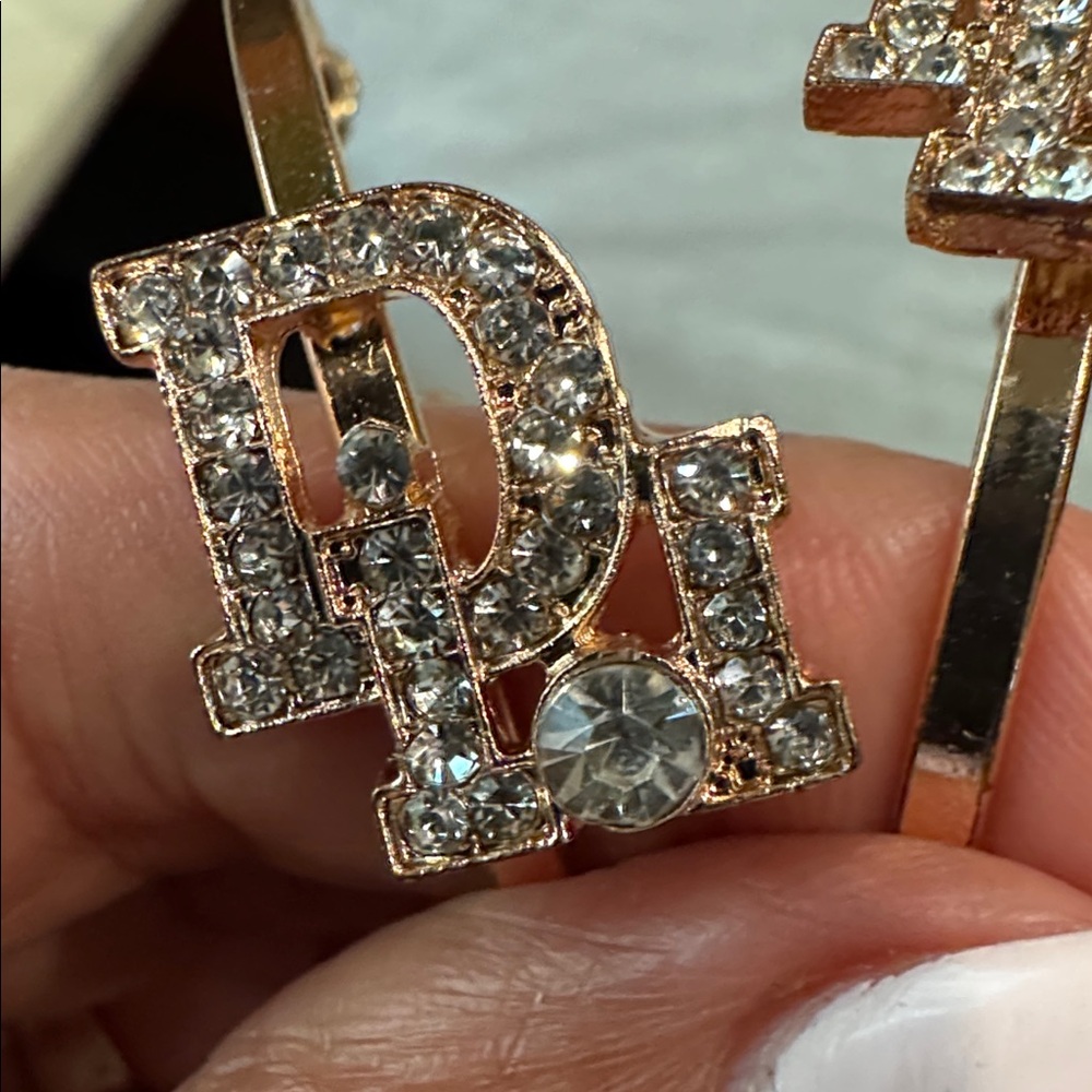 Rose Gold Hoop Earrings with Crystal Accent
